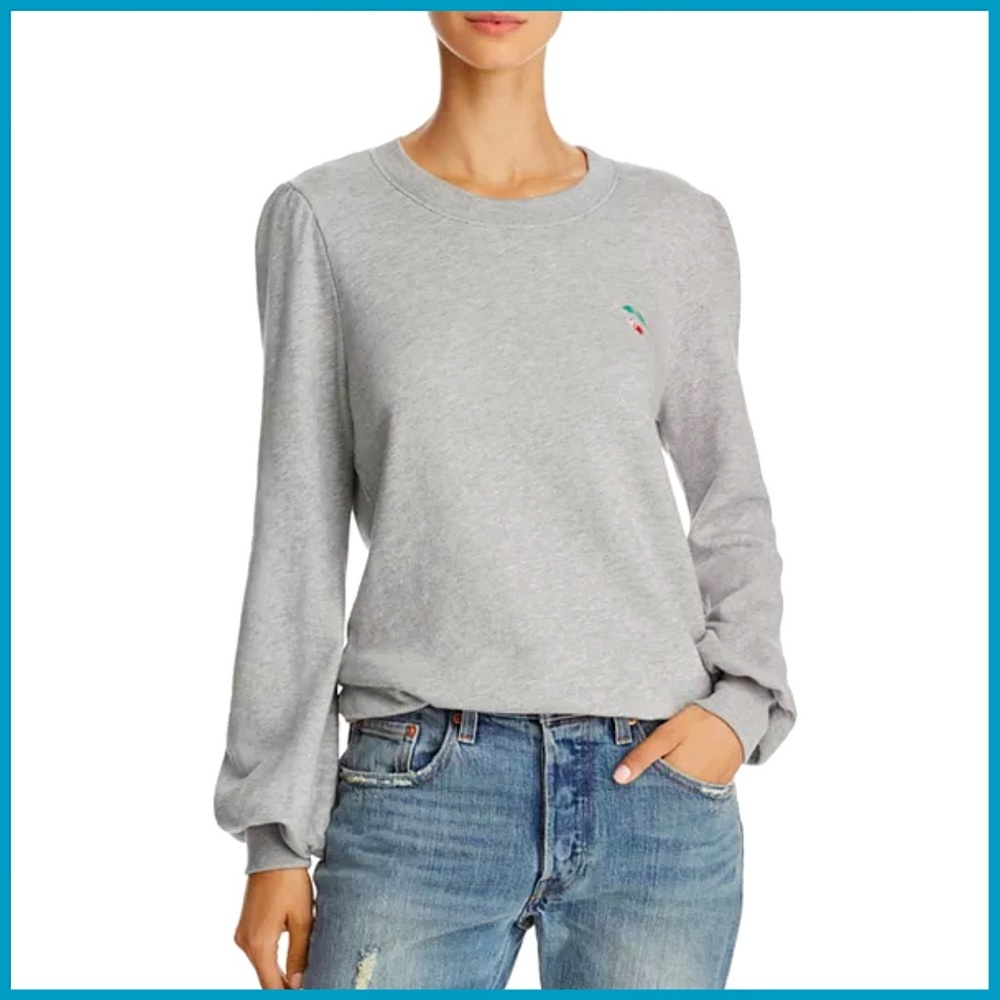 Joie Gray Cherry Embroidered Pullover Sweater Top - Picture 4 of 13